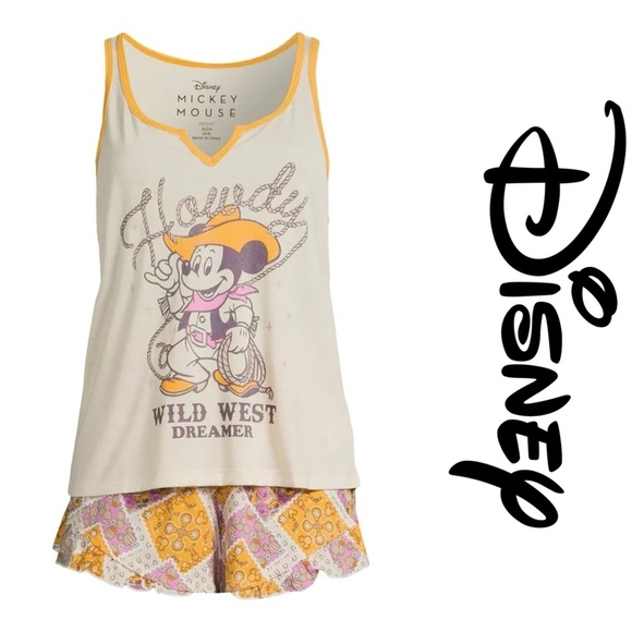 Disney | Mickey Mouse "Howdy" Tank Top and Shorts Pajama Set | Size 8-10 - Picture 1 of 12